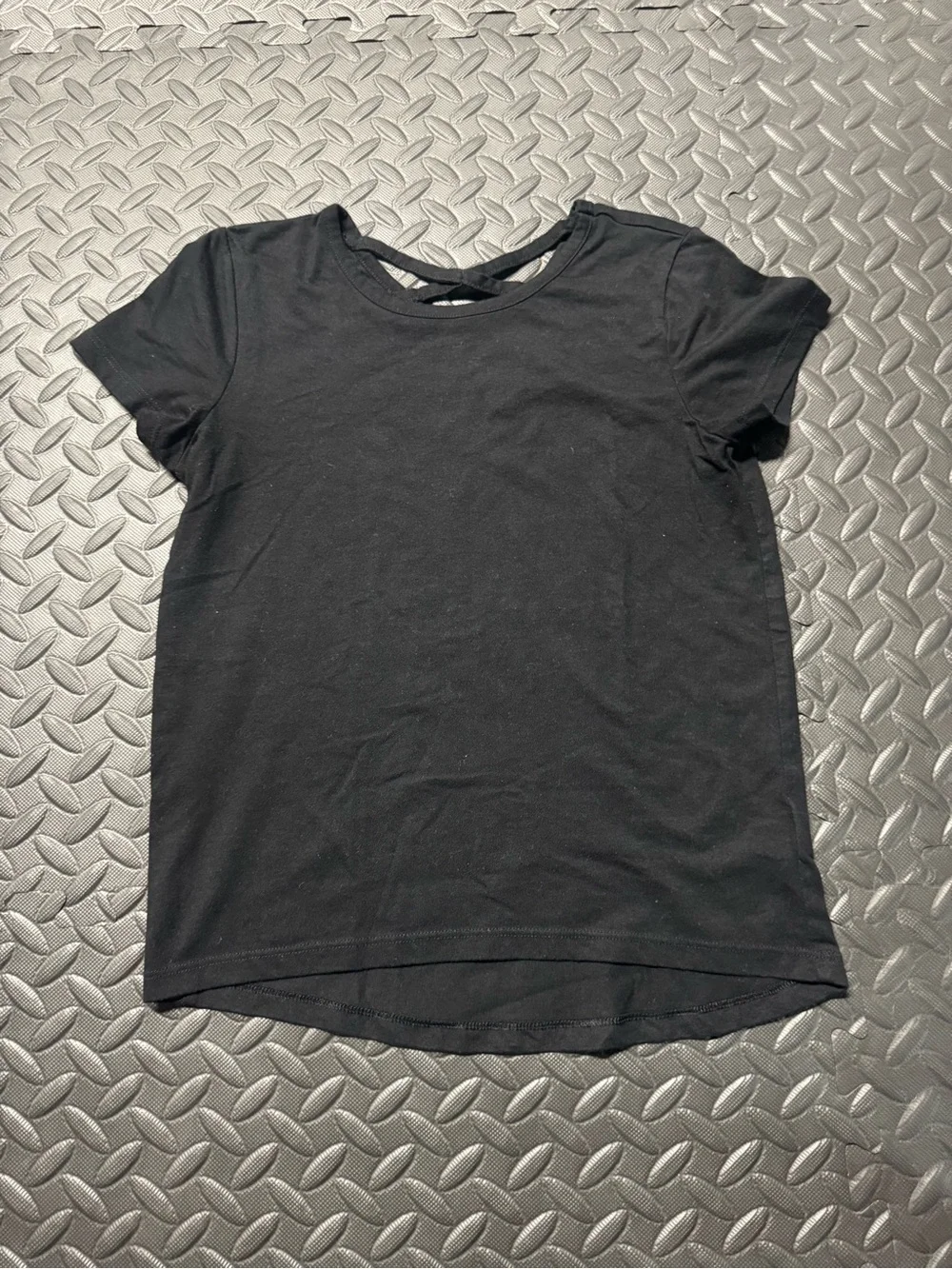 Old Navy Girls Black Softest Tee Criss Cross Back Top Size L 10-12